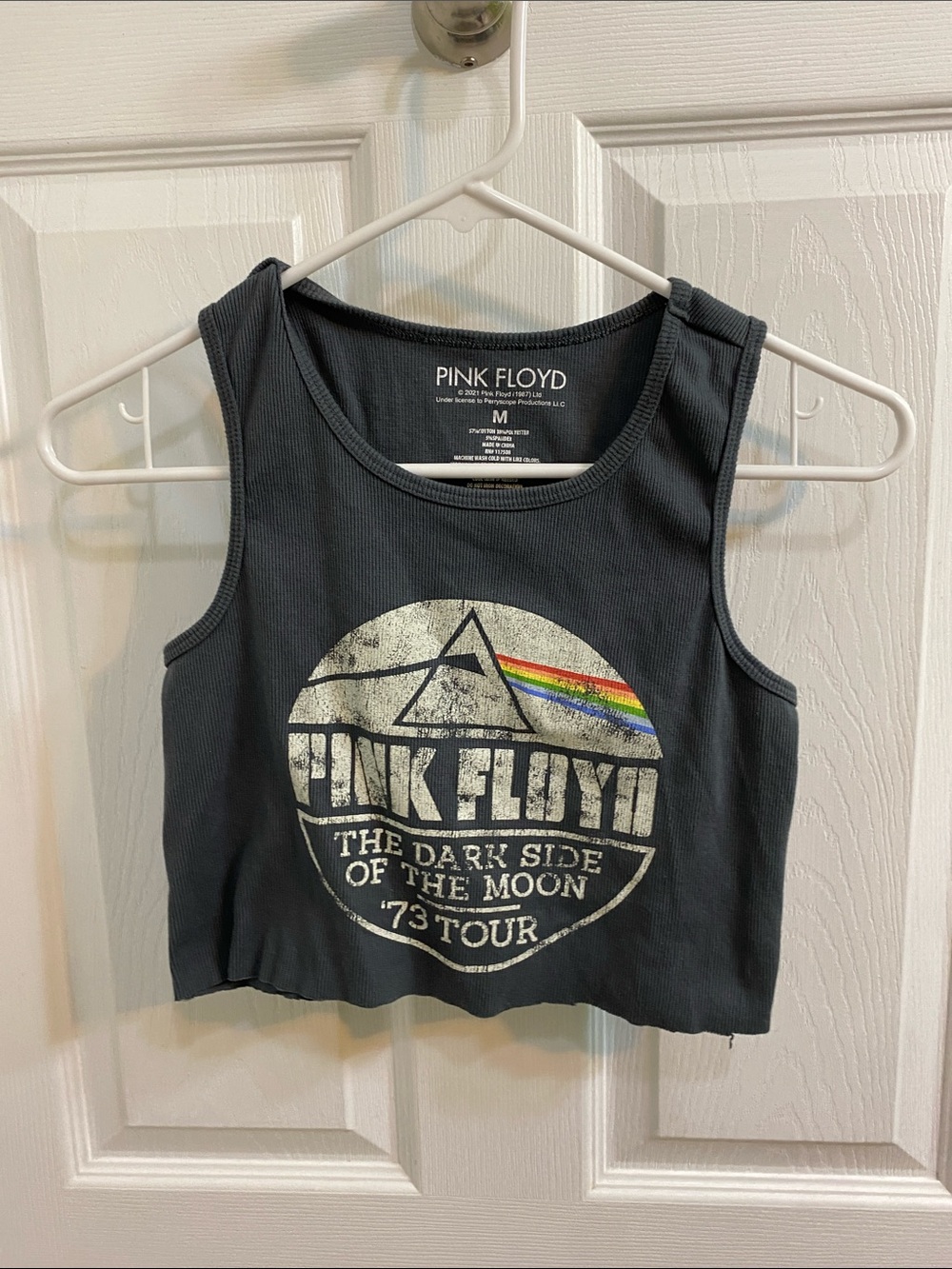 Pink Floyd Dark Side of the Moon Mini Crop Tank Women’s Medium Indie Sleeze Rock